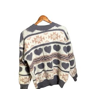 Luna Rouge Long-Sleeve Heart Printed Sweater SIZE M